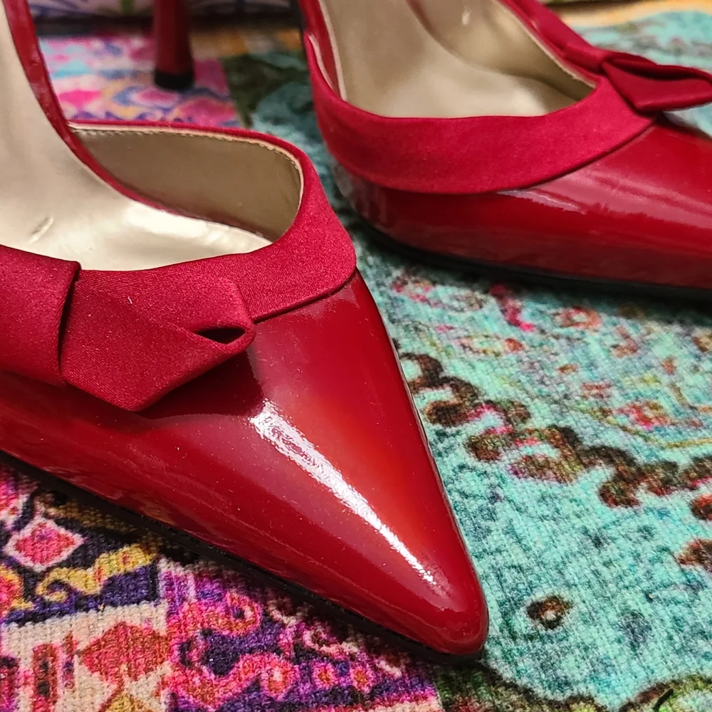 GUESS Red Women's Heels with Bow Detail - Picture 2 of 7